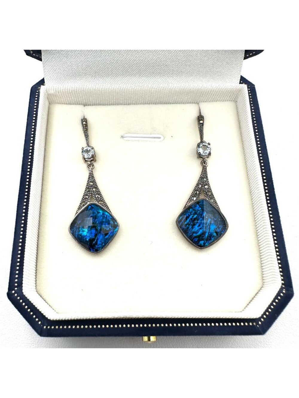 Tillya Treasures Blue Abalone Doublet Glacier Topaz Sterling Silver Earrings